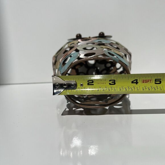 Earth Tone Metal Welded Circle Owl Figurine - Picture 8 of 8